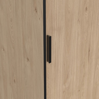 Line Wardrobe with 2 Sliding Doors 1 Sliding Door with Mirror in Jackson Hickory Oak