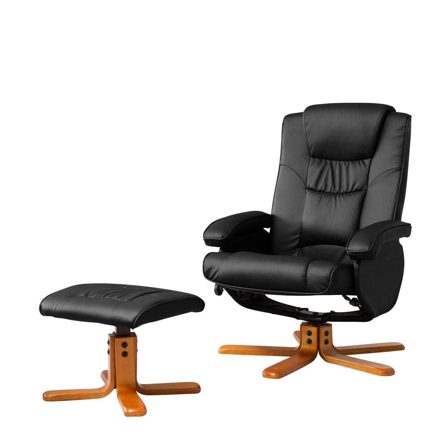 Faux Leather Swivel Recliner Chair & Stool