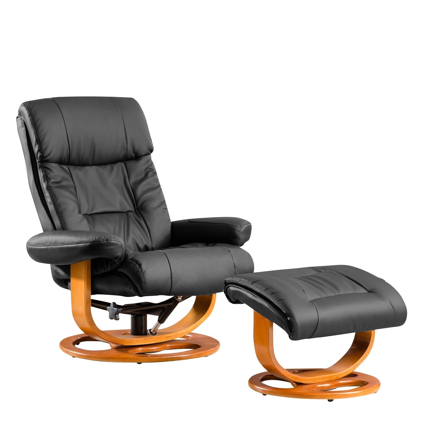 Leather Swivel Recliner Chair + Stool