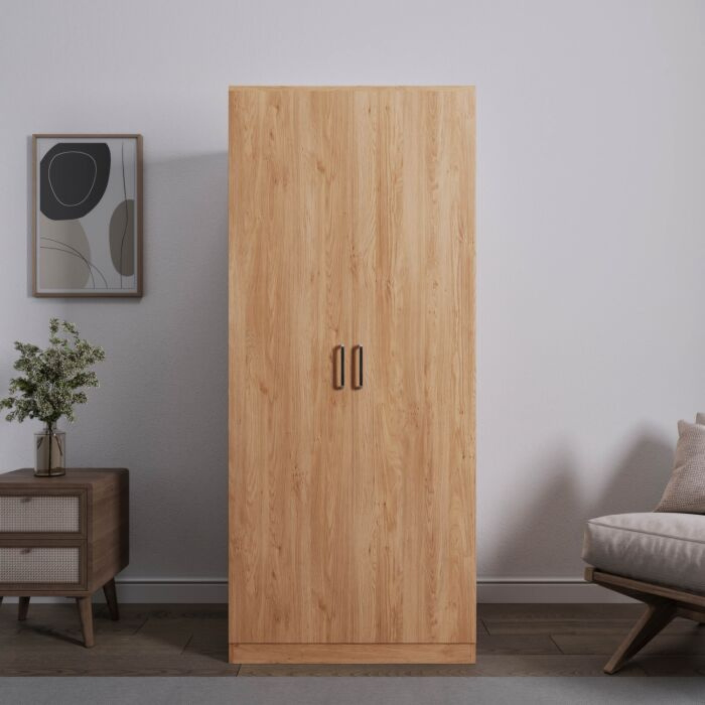 Dakota 2 Door Wardrobe – Oak Effect | Compact Hanging Storage