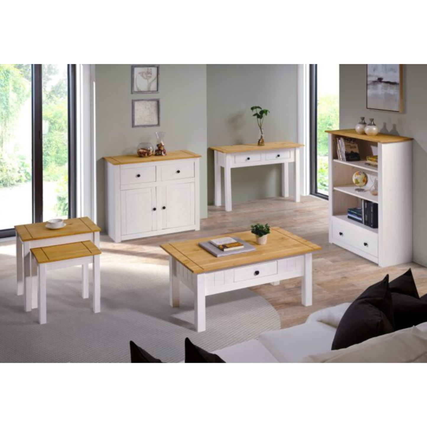 Panama 1 Drawer Bookcase – White & Natural Wax Storage Unit