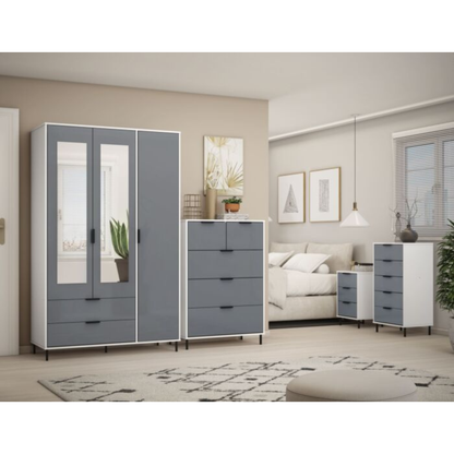 Madrid 3 Door 2 Drawer Wardrobe – Grey/White Gloss