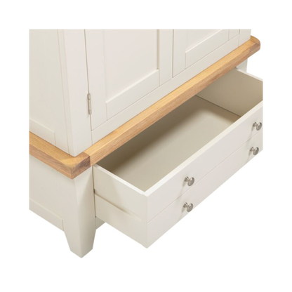 Windsor 2 Door 1 Drawer Wardrobe – Ivory/Oak