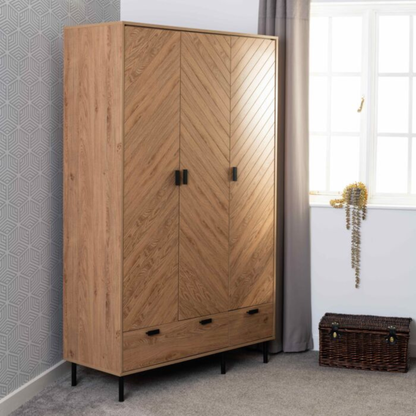 Leon 3 Door 2 Drawer Wardrobe – Medium Oak Effect