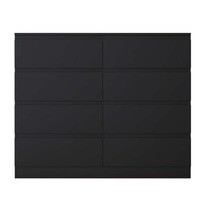Stora 8 Drawer Wide 4+4 Chest of Drawers – Matt Black