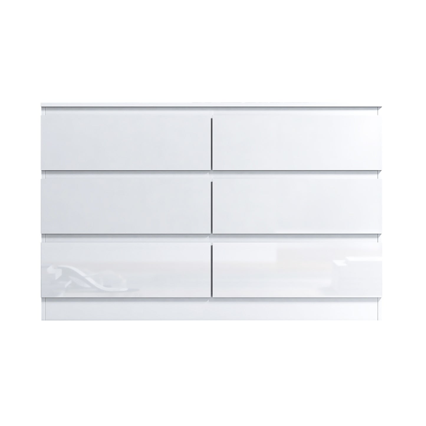 Stora 6 Drawer Wide Chest of Drawers – White Gloss Front