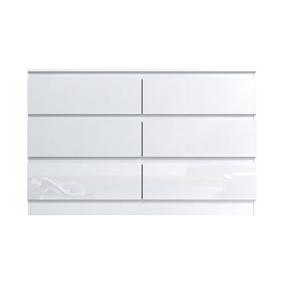 Stora 6 Drawer Wide Chest of Drawers – White Gloss Front