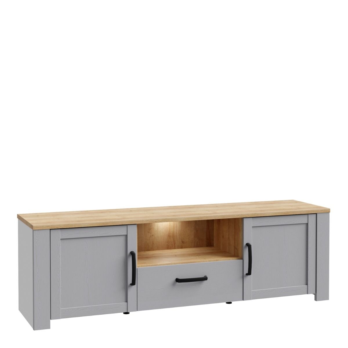 Bohol TV Unit with LED Light in Grey Riviera Oak