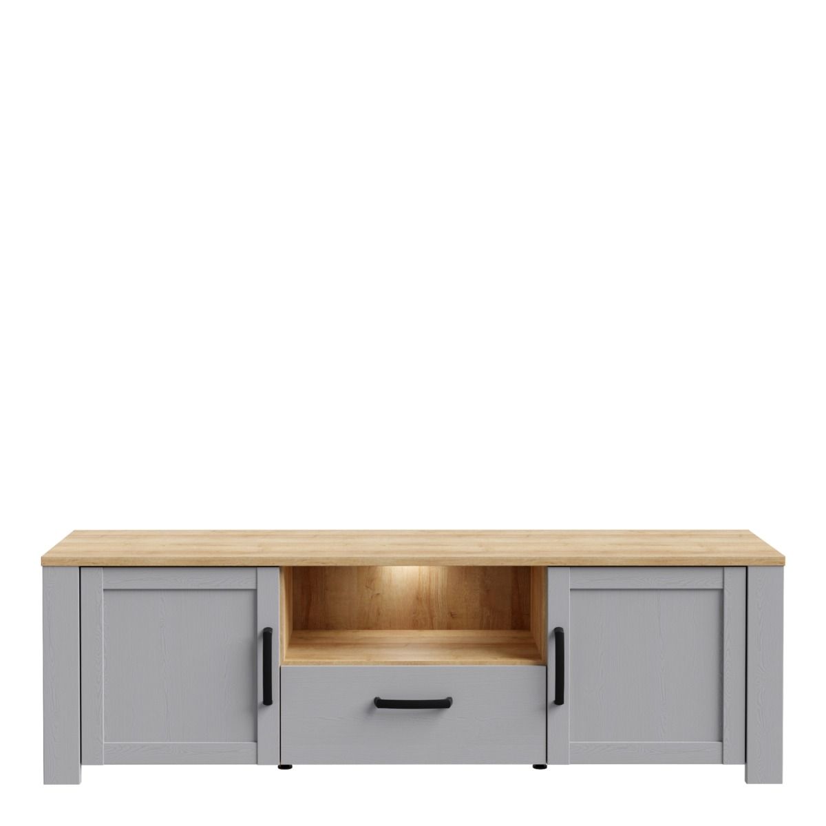 Bohol TV Unit with LED Light in Grey Riviera Oak