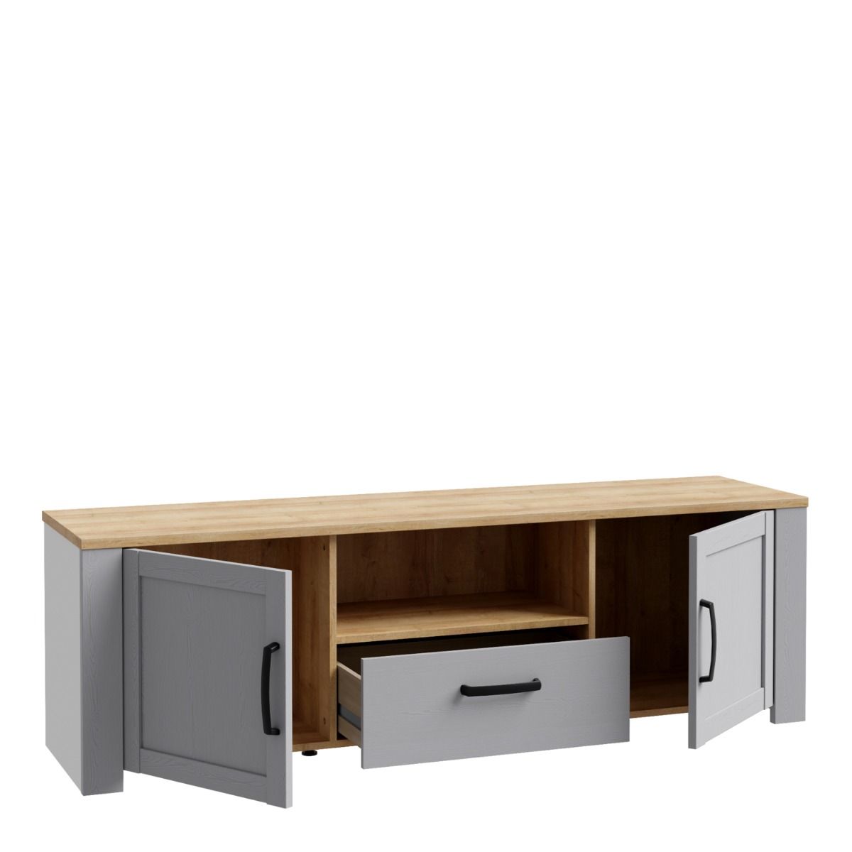 Bohol TV Unit with LED Light in Grey Riviera Oak