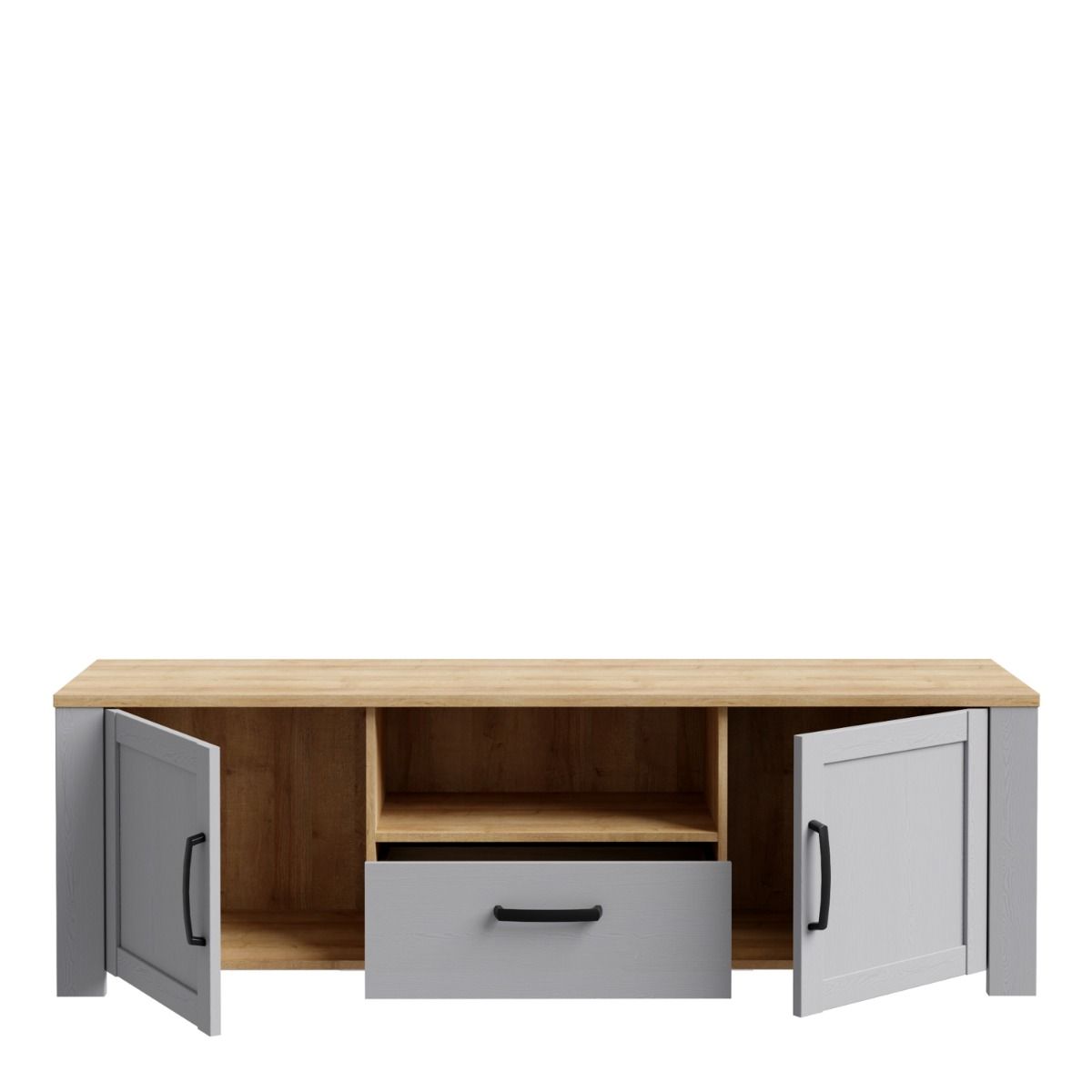 Bohol TV Unit with LED Light in Grey Riviera Oak
