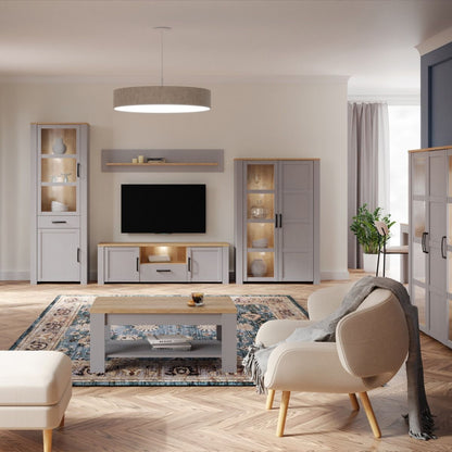 Bohol TV Unit with LED Light in Grey Riviera Oak