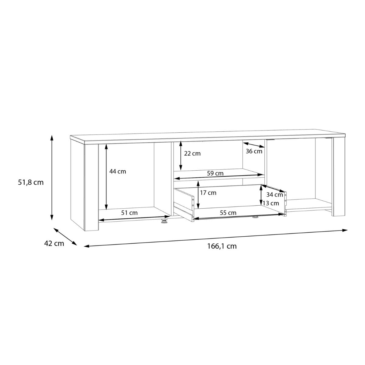 Bohol TV Unit with LED Light in Grey Riviera Oak