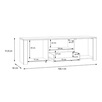 Bohol TV Unit with LED Light in Grey Riviera Oak