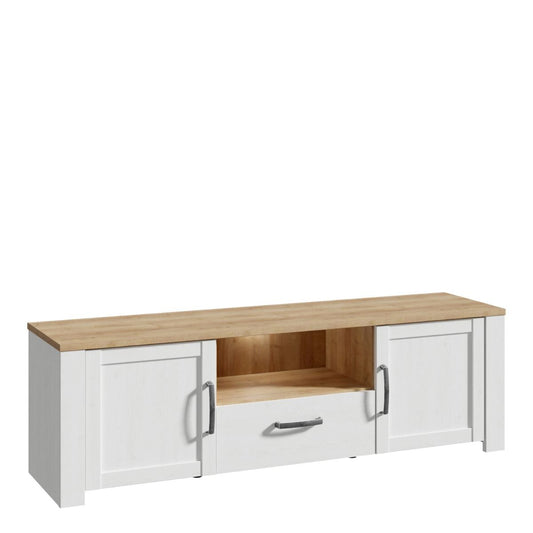 Bohol TV Unit with LED Light in White Riviera Oak