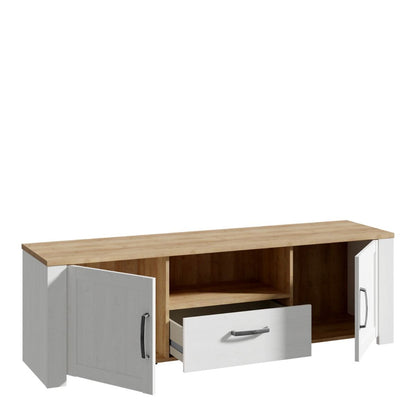 Bohol TV Unit with LED Light in White Riviera Oak