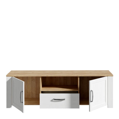 Bohol TV Unit with LED Light in White Riviera Oak