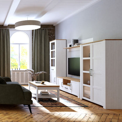 Bohol TV Unit with LED Light in White Riviera Oak