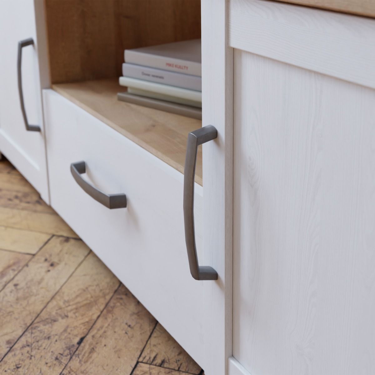 Bohol TV Unit with LED Light in White Riviera Oak