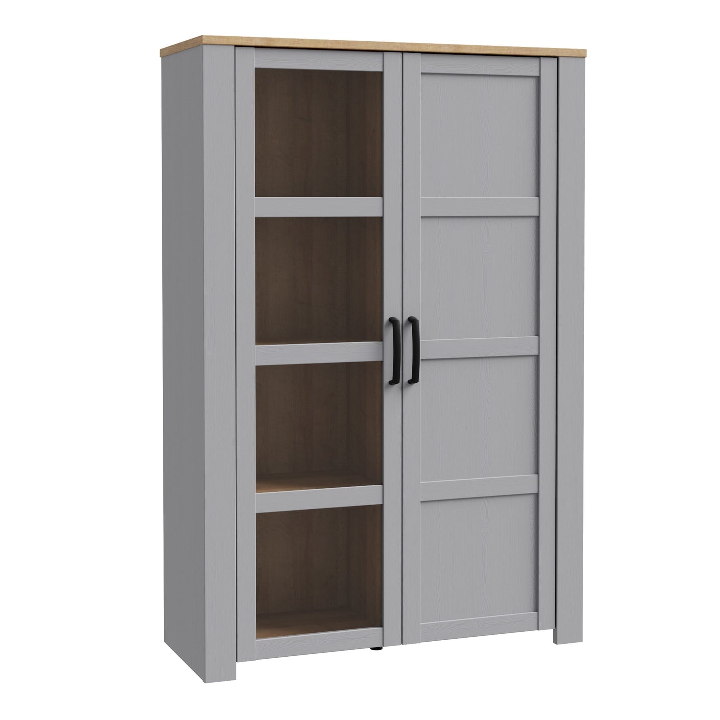 Bohol Display Cabinet 2 Door in Grey and Oak