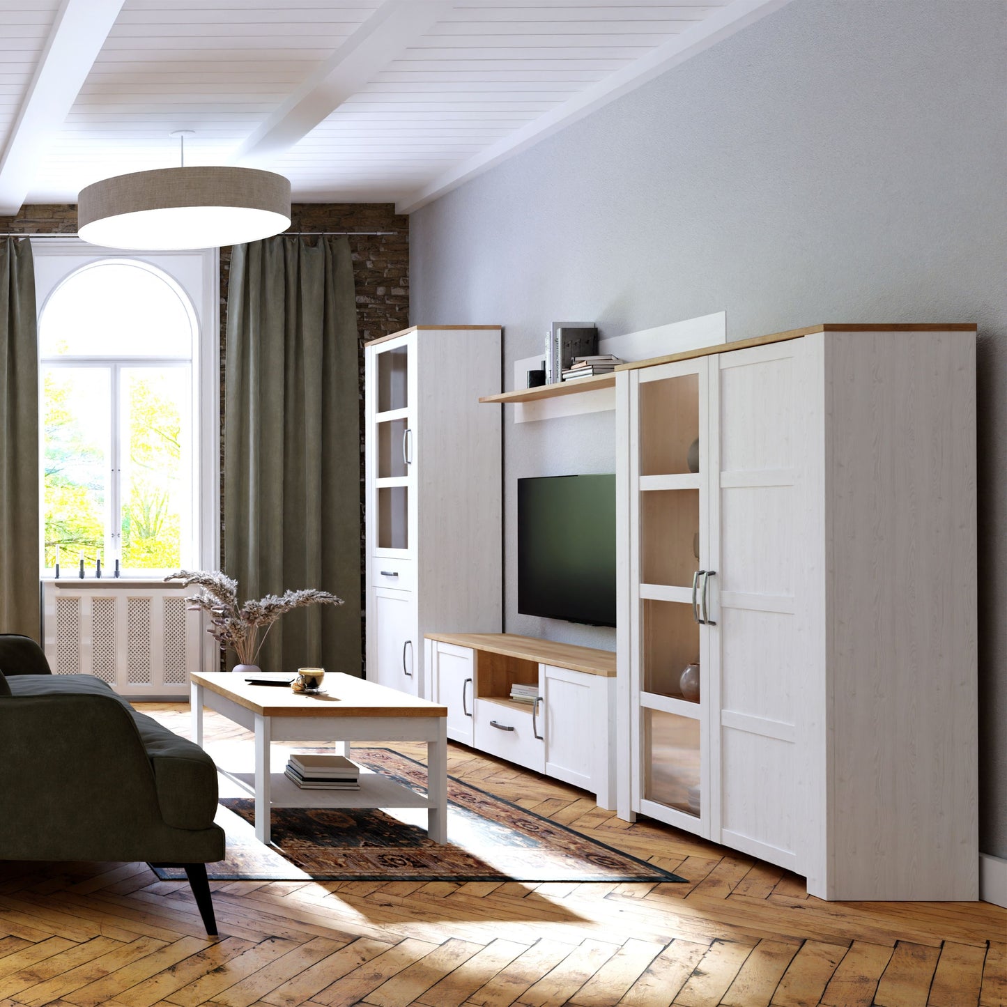 Bohol Display Cabinet 2 Door in White and Oak