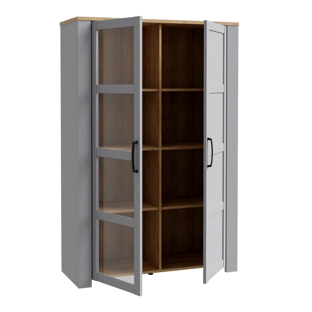 Bohol Display Cabinet with LED Lights in Grey Riviera Oak