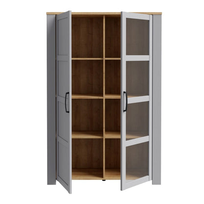Bohol Display Cabinet with LED Lights in Grey Riviera Oak