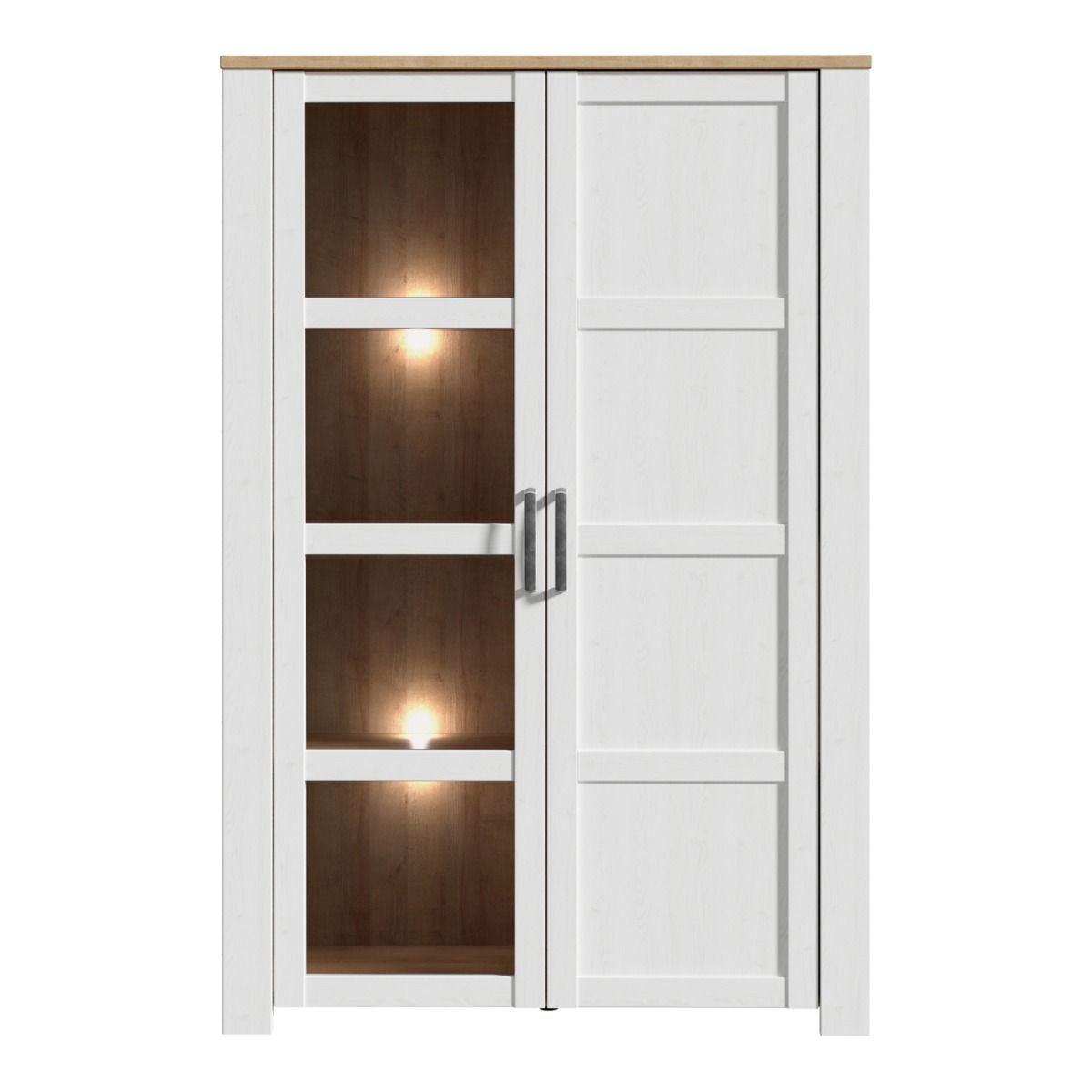 Bohol Display Cabinet with LED Lights in White Riviera Oak