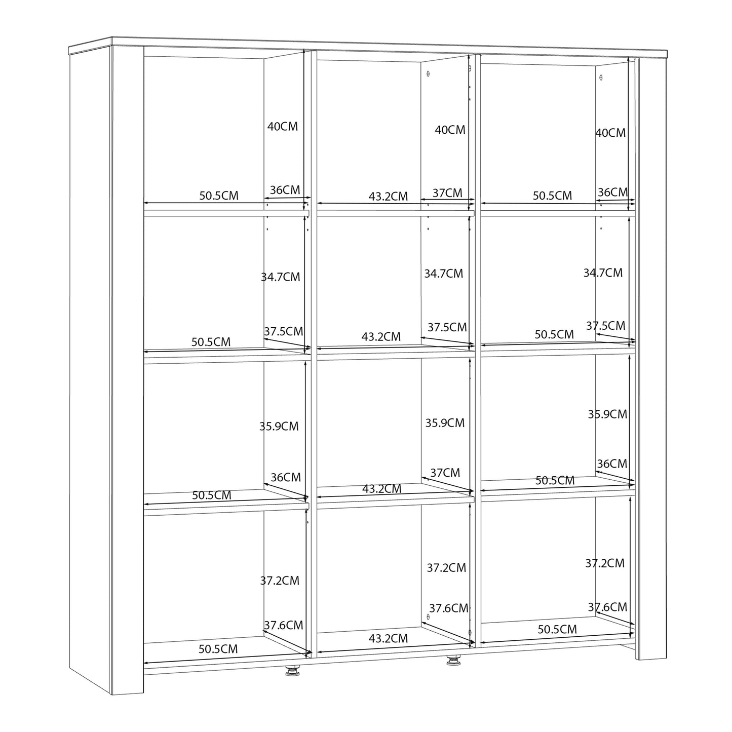 Bohol Large Display Cabinet 3 Door in Navy and Oak