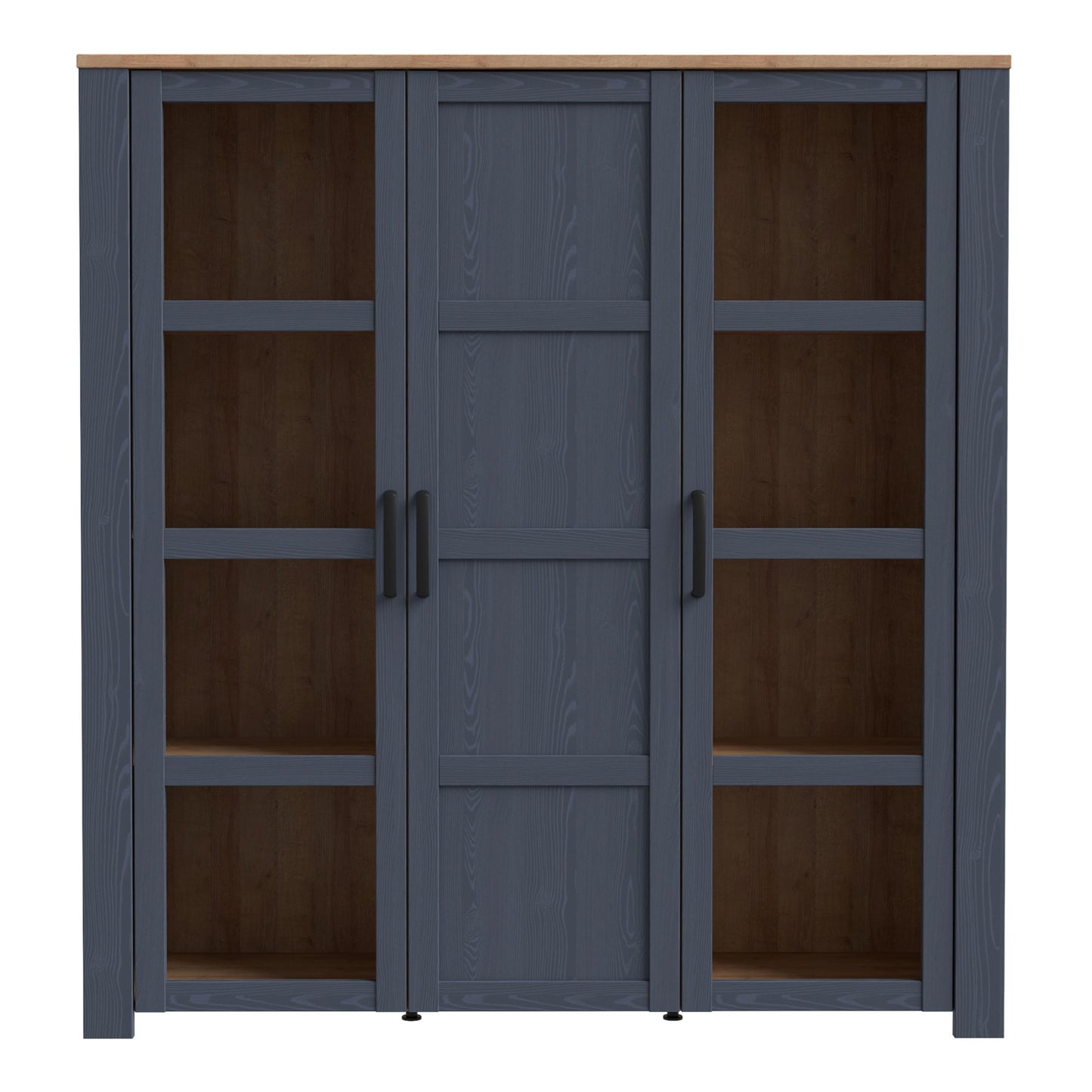 Bohol Large Display Cabinet 3 Door in Navy and Oak