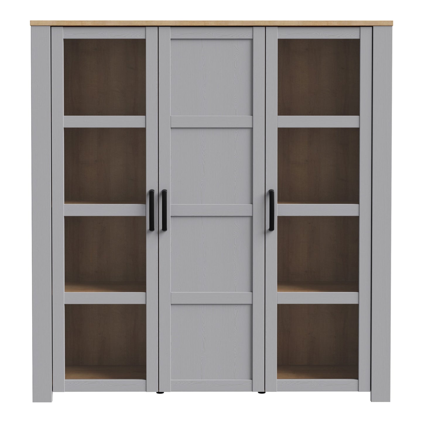Bohol Large Display Cabinet 3 Door in Grey and Oak