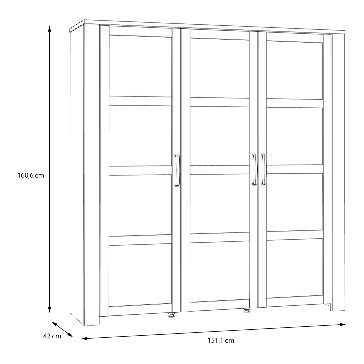 Bohol Large Display Cabinet 3 Door in Grey and Oak