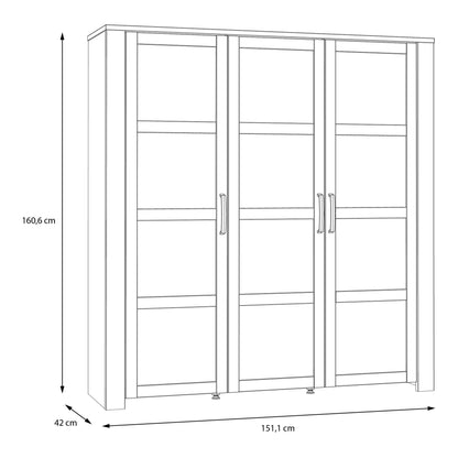 Bohol Large Display Cabinet 3 Door in Grey and Oak