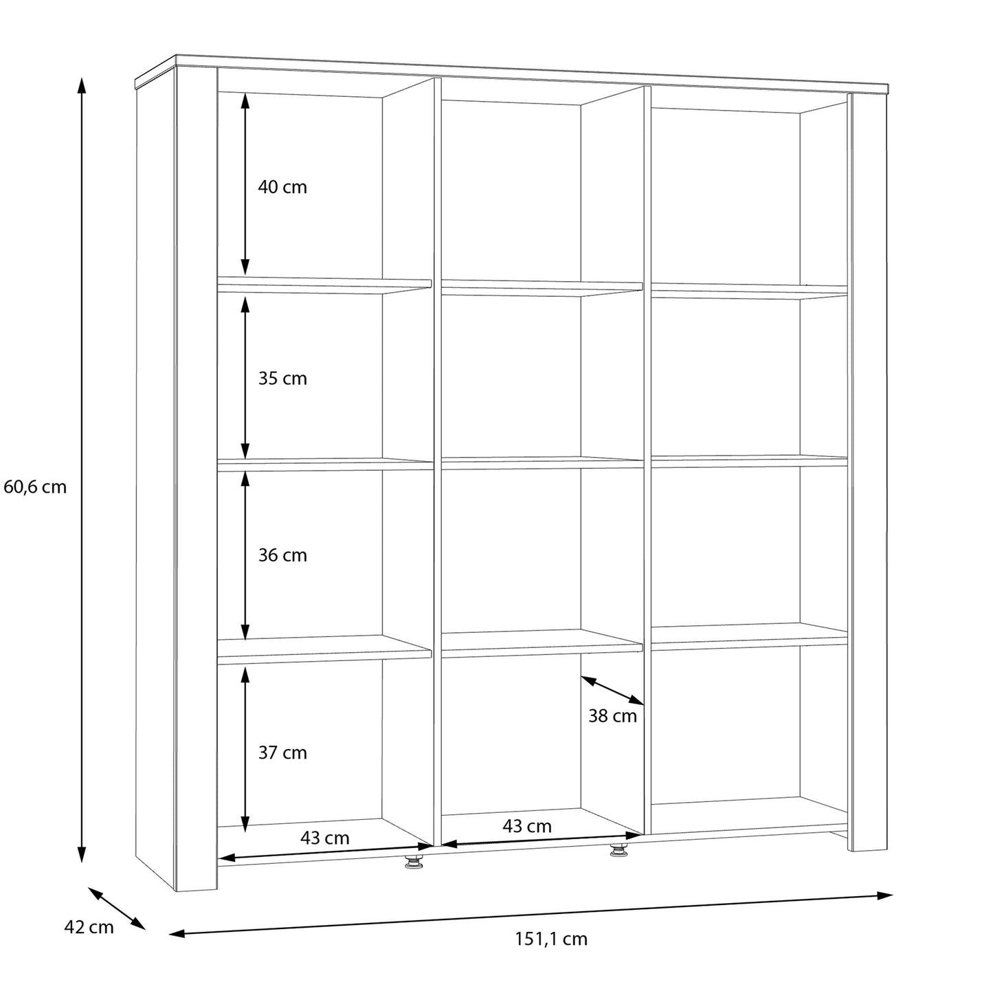 Bohol Large Display Cabinet 3 Door in Grey and Oak