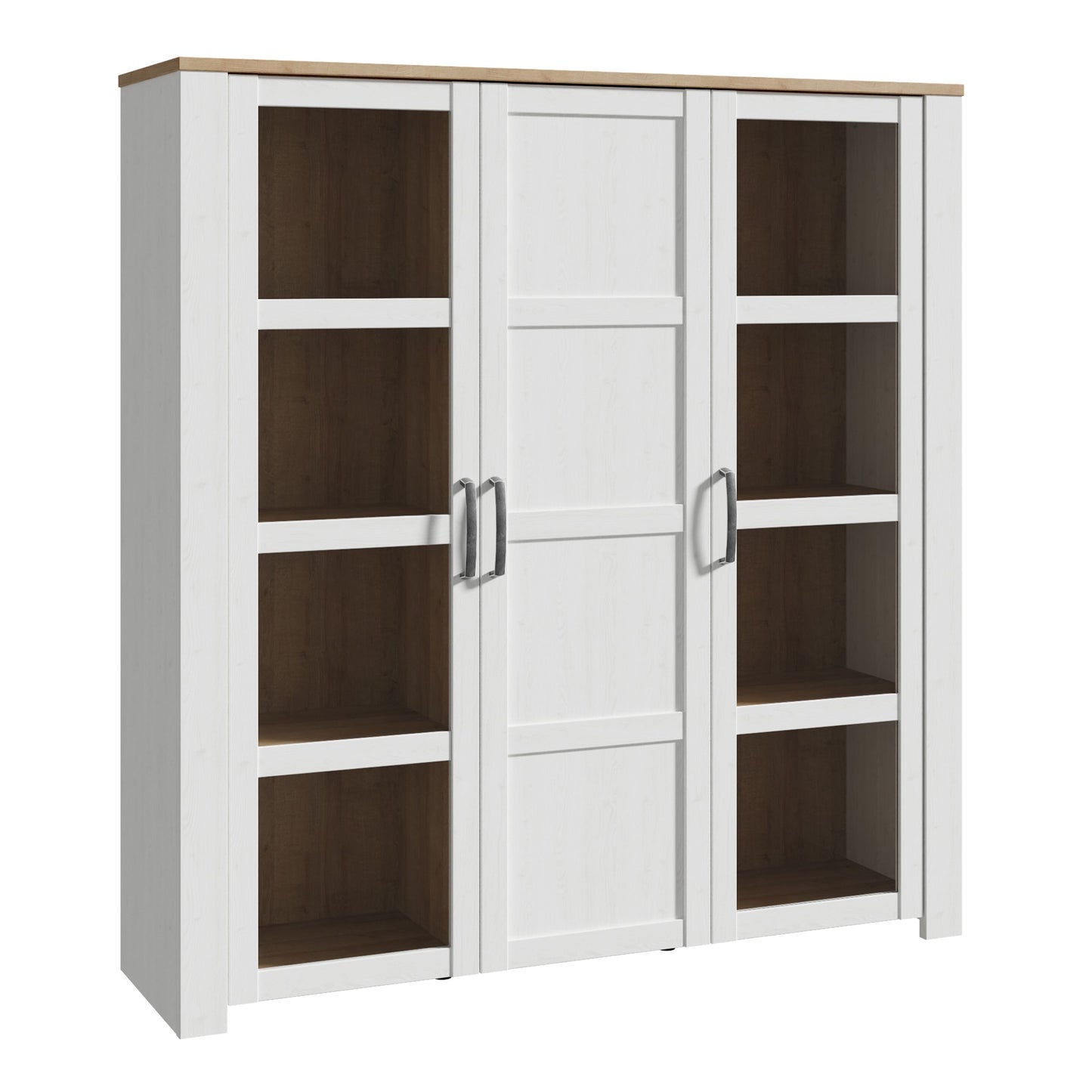 Bohol Large Display Cabinet 3 Door in White and Oak