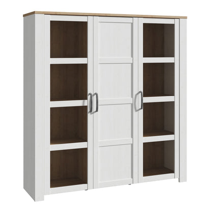 Bohol Large Display Cabinet 3 Door in White and Oak