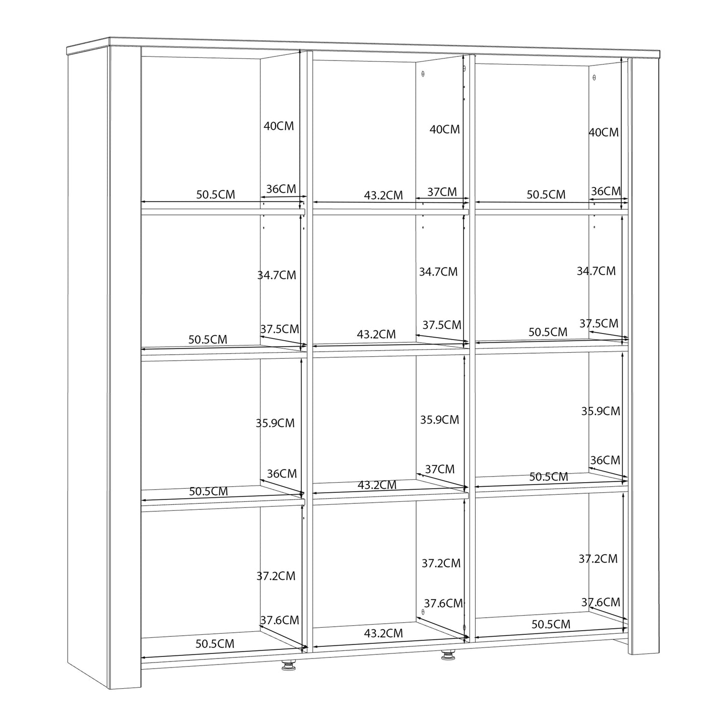 Bohol Large Display Cabinet 3 Door in White and Oak