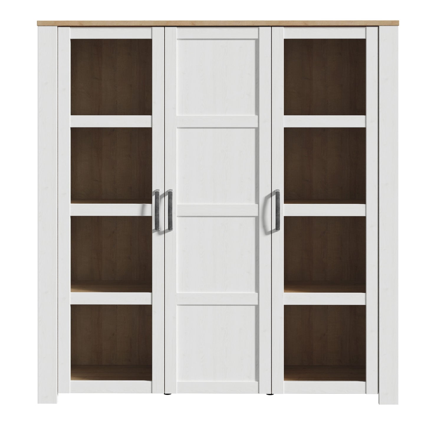 Bohol Large Display Cabinet 3 Door in White and Oak