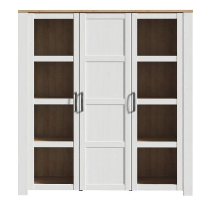 Bohol Large Display Cabinet 3 Door in White and Oak