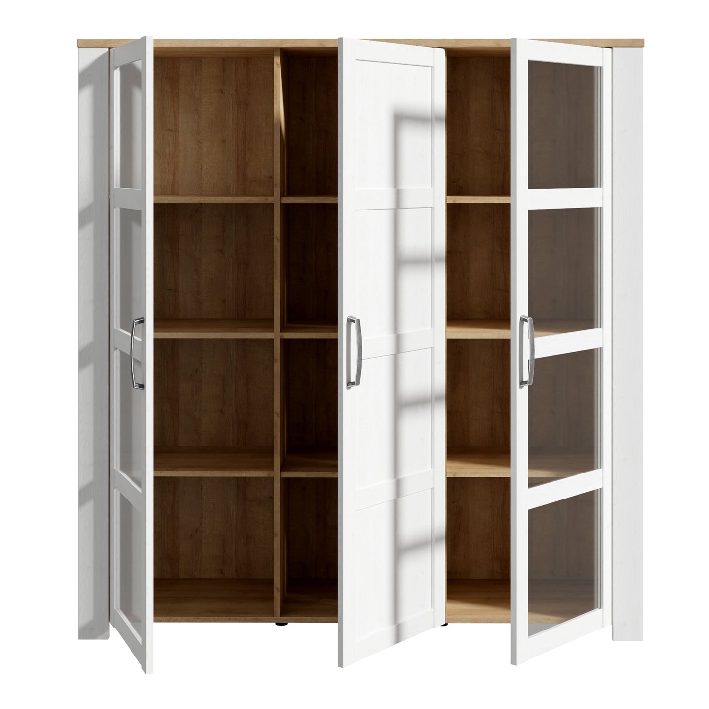 Bohol Large Display Cabinet 3 Door in White and Oak