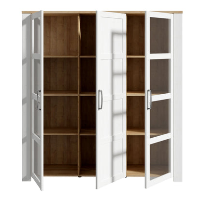 Bohol Large Display Cabinet 3 Door in White and Oak