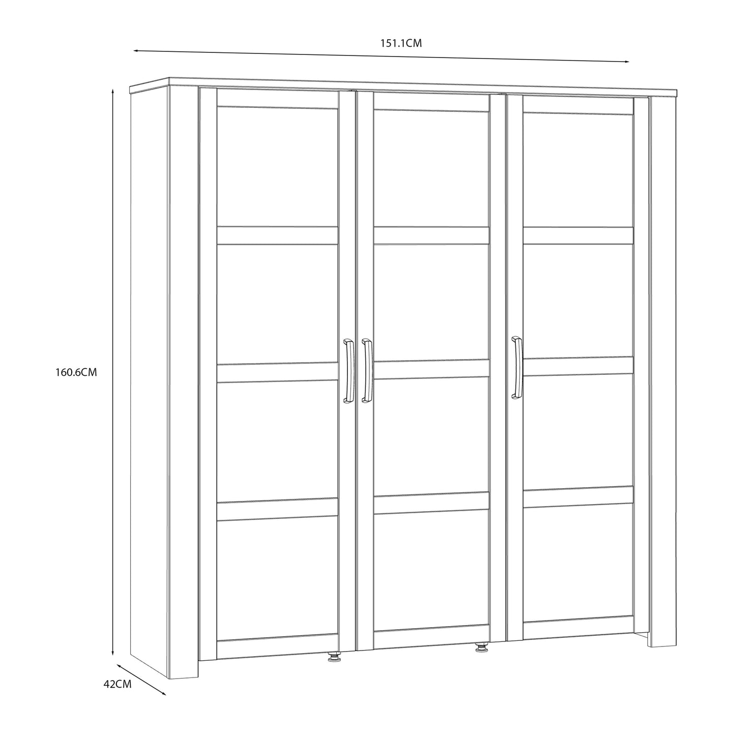 Bohol Large Display Cabinet 3 Door in White and Oak