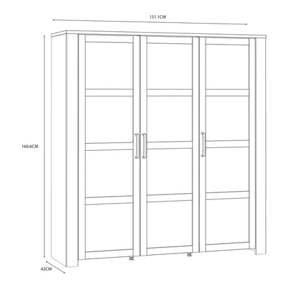 Bohol Large Display Cabinet 3 Door in White and Oak