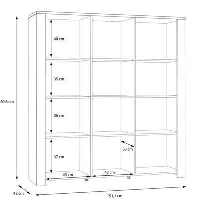Bohol Large Display Cabinet with LED Lights in Grey Riviera Oak