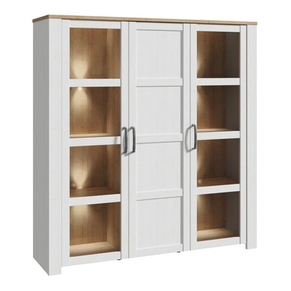 Bohol Large Display Cabinet with LED Lights in White Riviera Oak