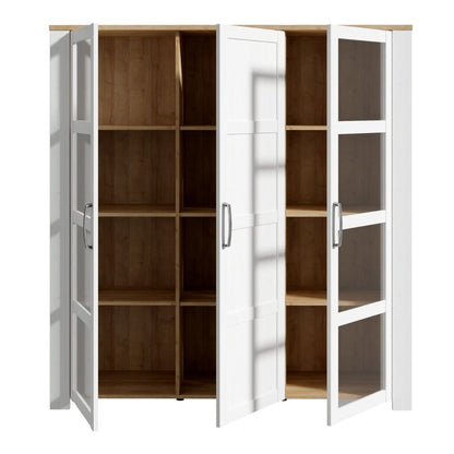 Bohol Large Display Cabinet with LED Lights in White Riviera Oak