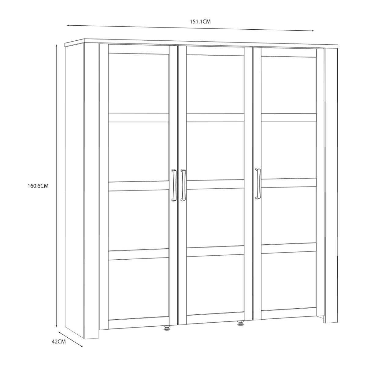 Bohol Large Display Cabinet with LED Lights in White Riviera Oak