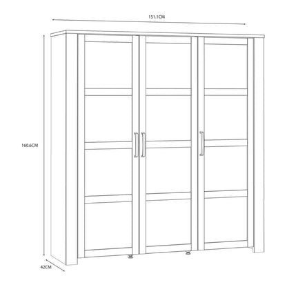 Bohol Large Display Cabinet with LED Lights in White Riviera Oak