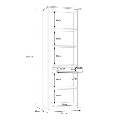 Bohol Narrow Display Cabinet 2 Door 1 Drawer in Grey and Oak