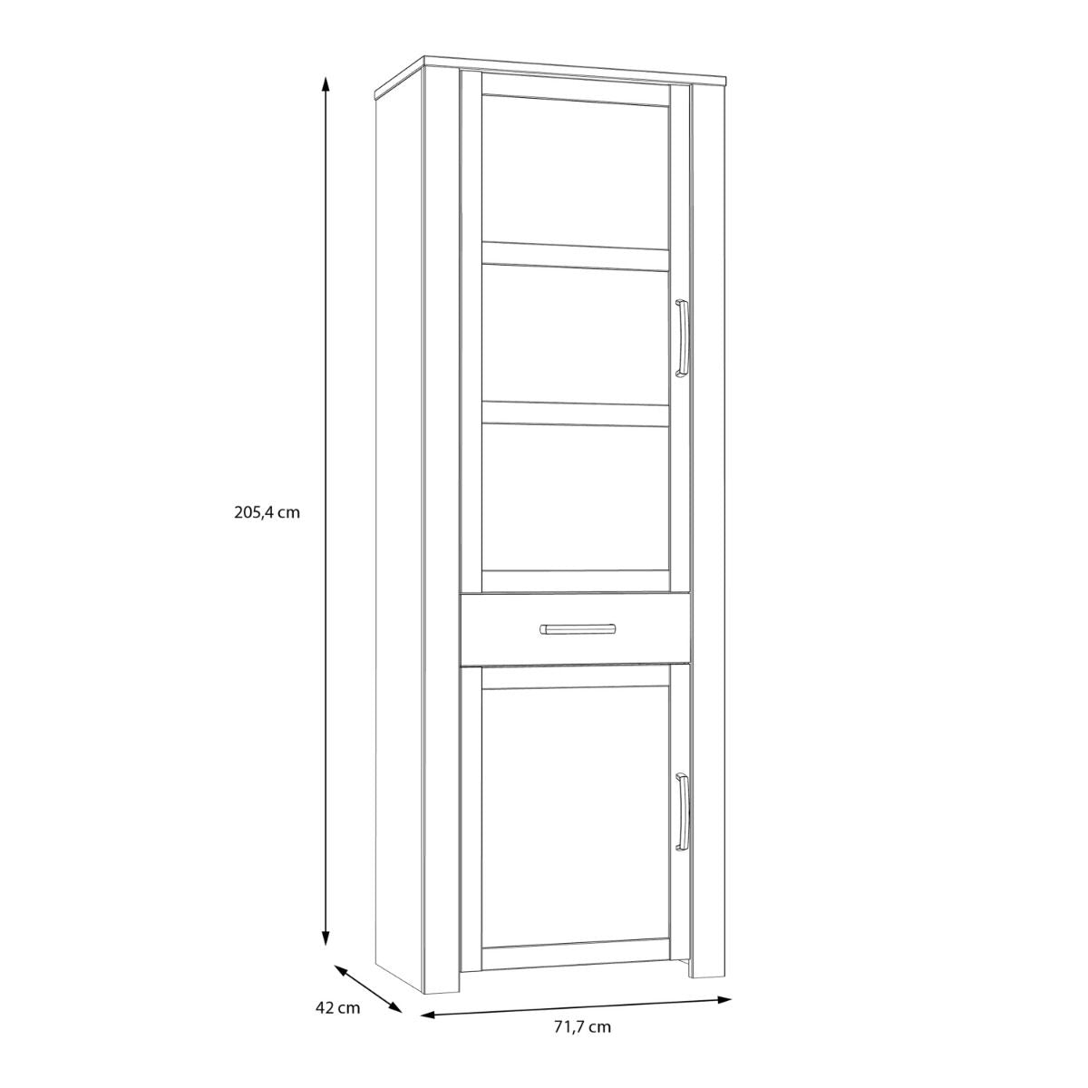 Bohol Narrow Display Cabinet with LED Lights in Grey Riviera Oak